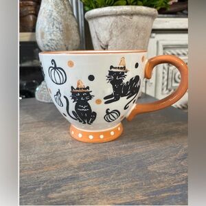 Potter’s studio, white black orange coffee mug new